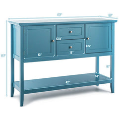 Blue 46'' Wide 2 Drawer Buffet Table Provides Ample Storage Space for all of your Space-Saving Needs Perfect for Organize