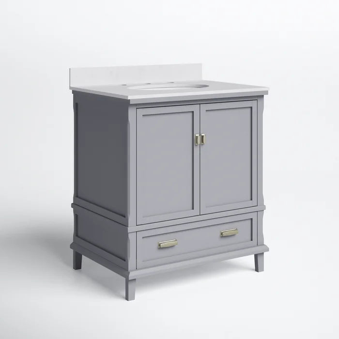 Gray Ka 30" Single Bathroom Vanity Set Solid Stance and a Rectangular Silhouette