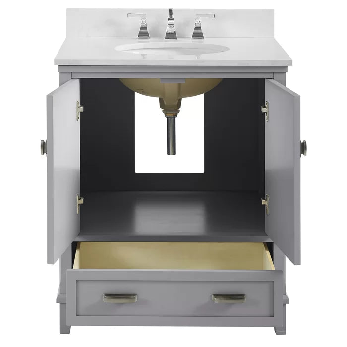 Gray Ka 30" Single Bathroom Vanity Set Solid Stance and a Rectangular Silhouette