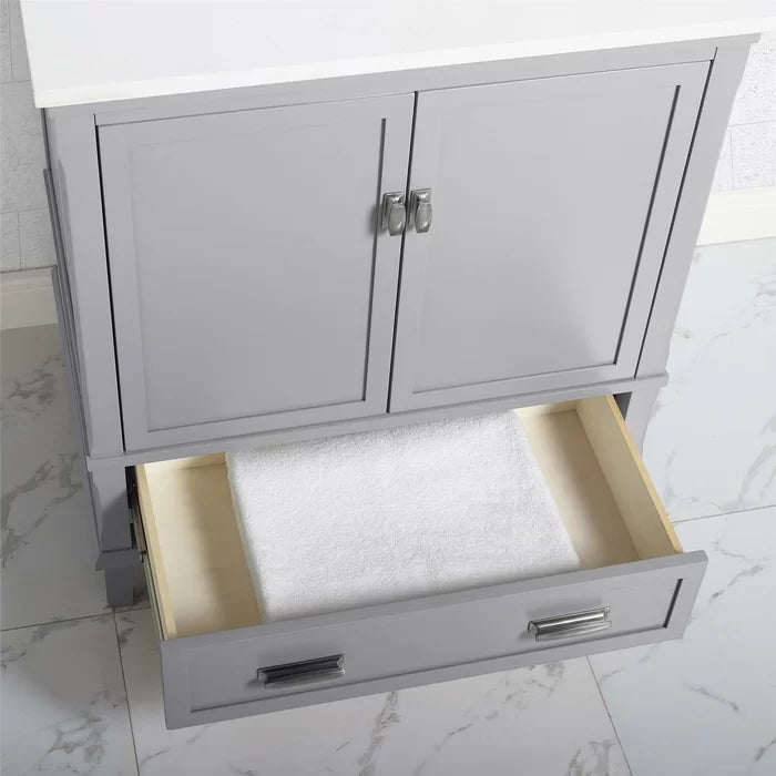 Gray Ka 30" Single Bathroom Vanity Set Solid Stance and a Rectangular Silhouette