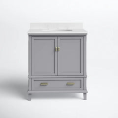 Gray Ka 30" Single Bathroom Vanity Set Solid Stance and a Rectangular Silhouette