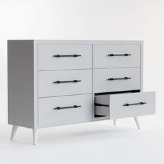 White Kai 6 Drawer 55'' W Double Dresser Made from Engineered Wood