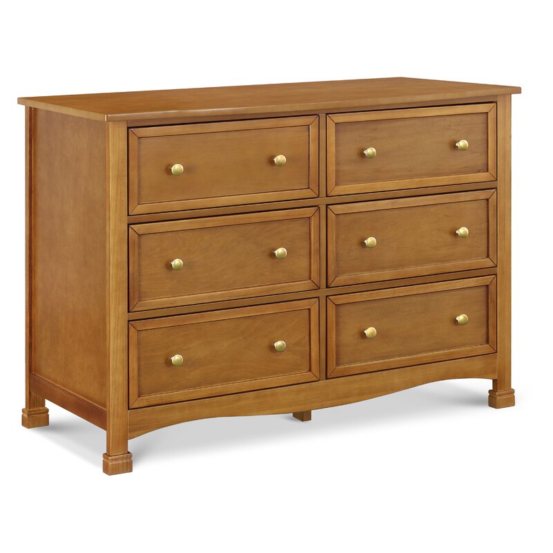 Chestnut 6 Drawer Double Dresser Spacious Drawers Provide Ample Storage to Organize