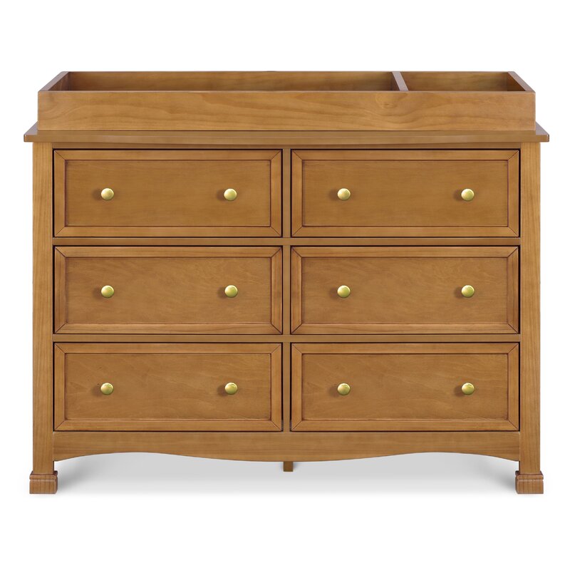 Chestnut 6 Drawer Double Dresser Spacious Drawers Provide Ample Storage to Organize