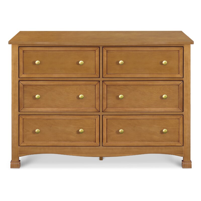 Chestnut 6 Drawer Double Dresser Spacious Drawers Provide Ample Storage to Organize
