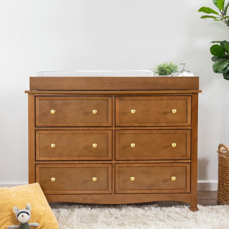 Chestnut 6 Drawer Double Dresser Spacious Drawers Provide Ample Storage to Organize