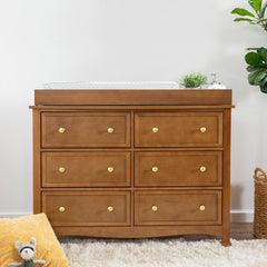 Chestnut 6 Drawer Double Dresser Spacious Drawers Provide Ample Storage to Organize