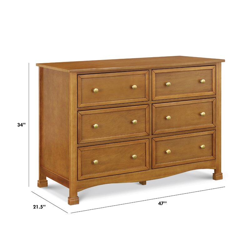 Chestnut 6 Drawer Double Dresser Spacious Drawers Provide Ample Storage to Organize