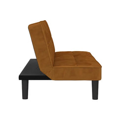 Rust Kameron Twin 69'' Wide Velvet Tufted Back Convertible Sofa