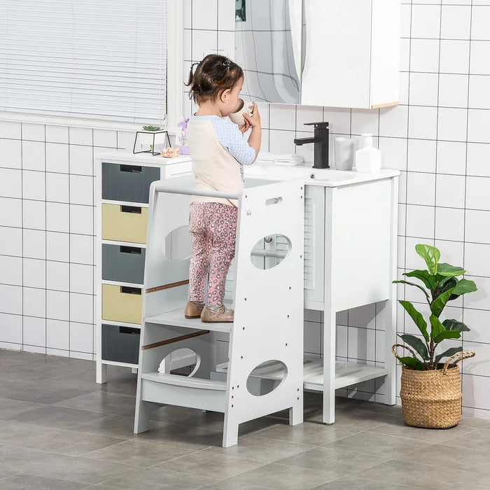 Gray Kaneshiro Kids Step Stool Ideal for Kitchen Washroom and Dining Room