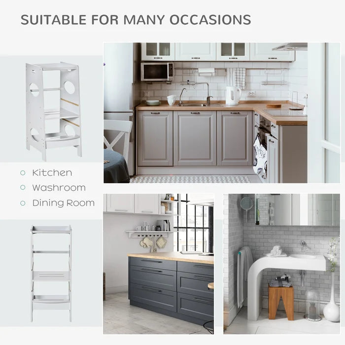 Gray Kaneshiro Kids Step Stool Ideal for Kitchen Washroom and Dining Room