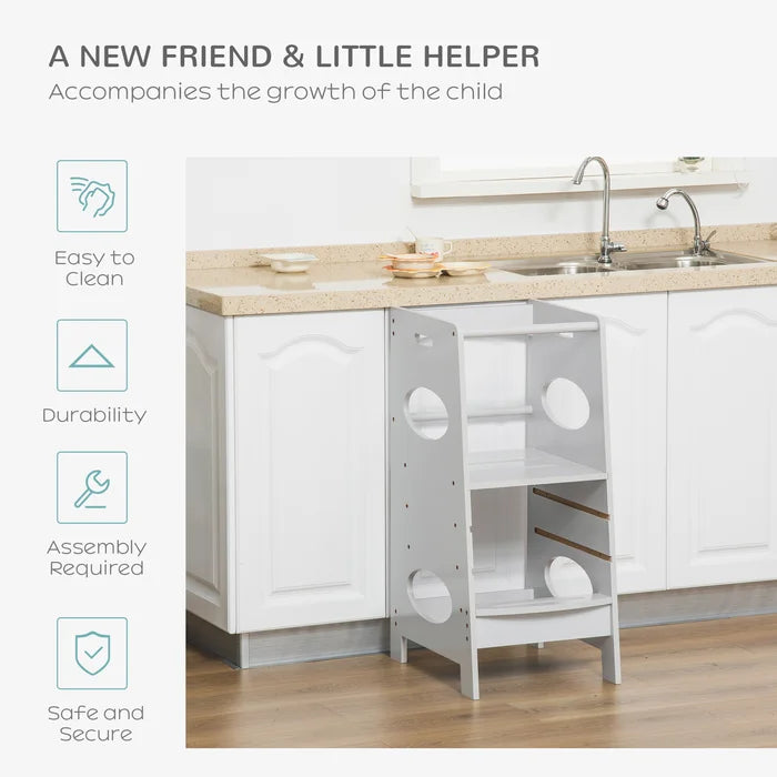 Gray Kaneshiro Kids Step Stool Ideal for Kitchen Washroom and Dining Room