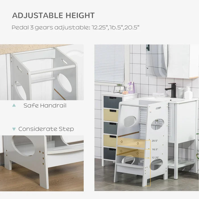 Gray Kaneshiro Kids Step Stool Ideal for Kitchen Washroom and Dining Room