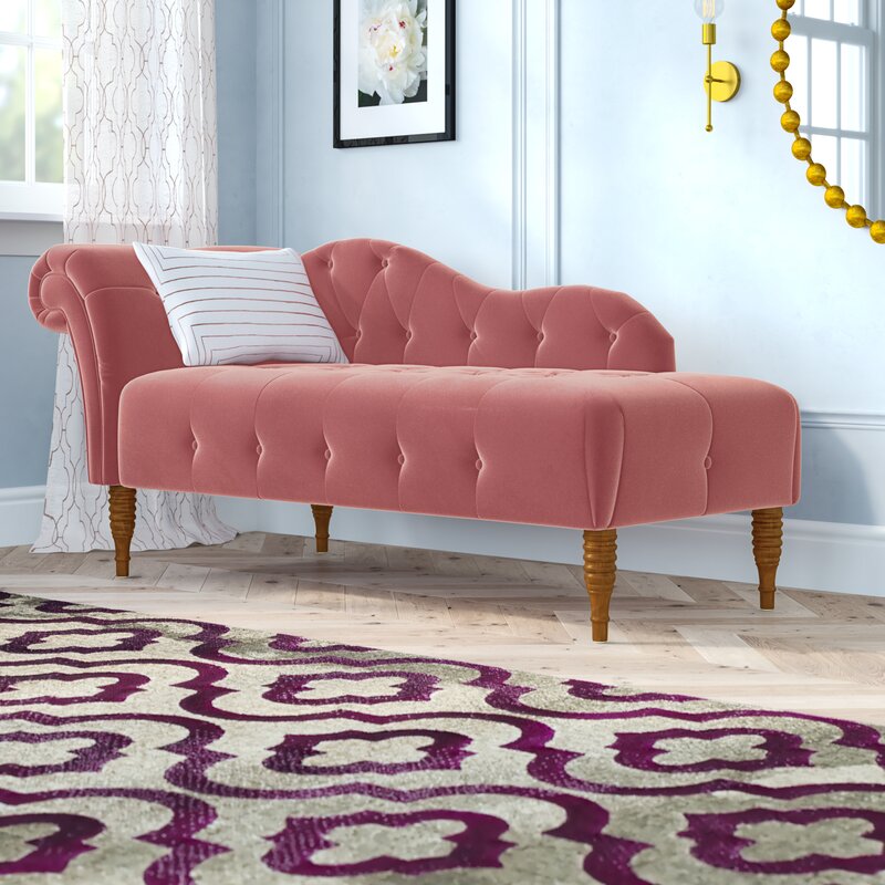 Kannon Tufted Right Arm Chaise Lounge Velvet Ash Rose