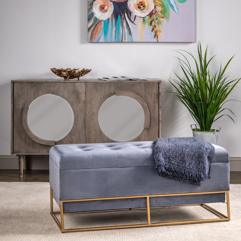 Upholstered Flip Top Storage Bench This Storage Bench Brings Glam Style and An Extra Place to Tuck Away Throw Blankets in your Living Room or Bedroom