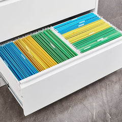 White Karanfila 35.43'' Wide 3 Drawer Lateral Filing Cabinet Contemporary Minimalist Design