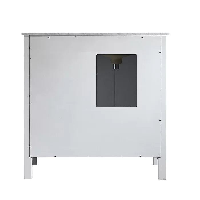 White Karine 36" Single Bathroom Vanity Set Crafted from a Clean Lined Solid Wood Base