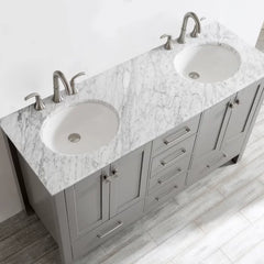 Fossil Gray Karine 60" Double Bathroom Vanity Set Seaside Inspired Style
