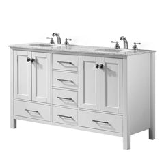 White Karine 60" Double Bathroom Vanity Set Seaside Inspired Style Design
