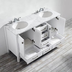 White Karine 60" Double Bathroom Vanity Set Seaside Inspired Style Design