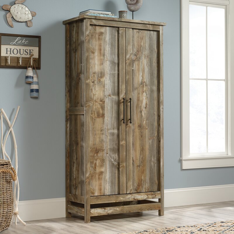 Karn 35.25'' Wide 6 Shelf Storage Cabinet Hidden Storage Behind Doors