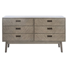 Light Gray Karolina 6 Drawer 56'' W Double Dresser Engineered Wood