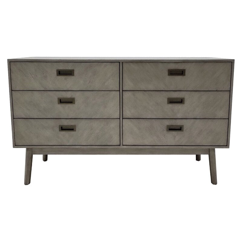 Light Gray Karolina 6 Drawer 56'' W Double Dresser Engineered Wood