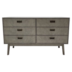 Light Gray Karolina 6 Drawer 56'' W Double Dresser Engineered Wood
