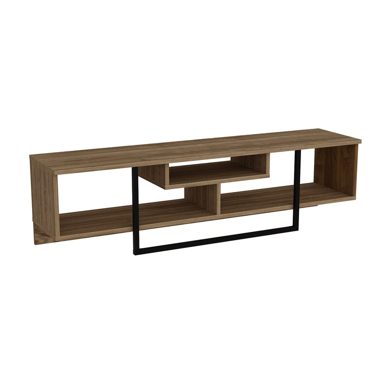 TV Stand for TVs up to 65" Stylish Features Rectangular Black Metal Bar