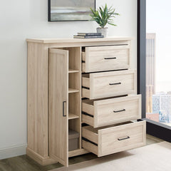 Birch Katheryn 45" 4 Drawer Grooved Wardrobe Crafted From Engineered Wood
