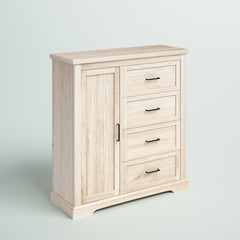 Birch Katheryn 45" 4 Drawer Grooved Wardrobe Crafted From Engineered Wood