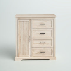 Birch Katheryn 45" 4 Drawer Grooved Wardrobe Crafted From Engineered Wood