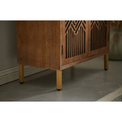 Kaysen 28.8'' Tall 2 - Door Mirrored Accent Cabinet Elegant Mirror Fronts and Geometric Patterns