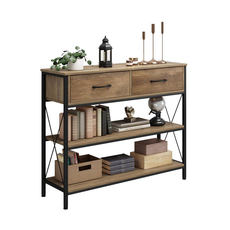 39.4'' Console Table X-Shaped Fixings Add Extra Solidity and Load Capacity to this Table 2 Drawers and 2 Shelves