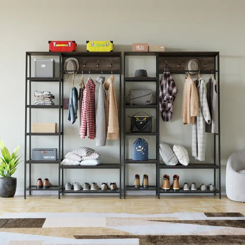 Dark Brown Kedarnath 46.9'' Wide Hall Tree with Bench and Shoe Storage