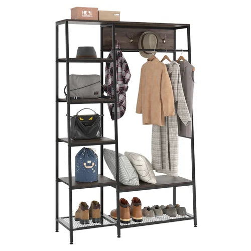 Dark Brown Kedarnath 46.9'' Wide Hall Tree with Bench and Shoe Storage