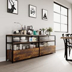 Keddrick 42.5'' Wide 2 Drawer Server Black Metal Frame