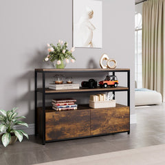 Keddrick 42.5'' Wide 2 Drawer Server Black Metal Frame