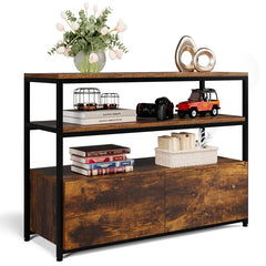 Keddrick 42.5'' Wide 2 Drawer Server Black Metal Frame