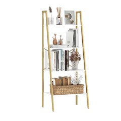 White/Gold Keden 54.5'' H x 22'' W Iron Ladder Bookcase Industrial-Style Display
