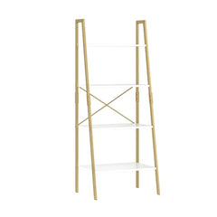 White/Gold Keden 54.5'' H x 22'' W Iron Ladder Bookcase Industrial-Style Display
