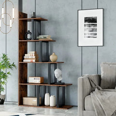 Kedest 63'' H x 34.6'' W Step Bookcase Strong Durability & Stability
