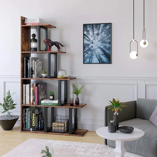 Kedest 63'' H x 34.6'' W Step Bookcase Strong Durability & Stability