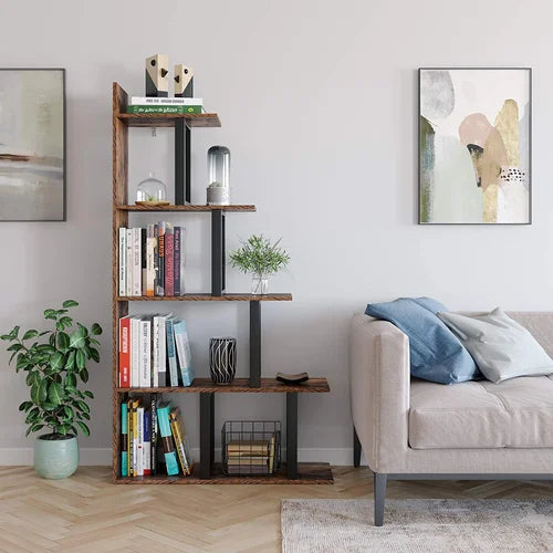 Kedest 63'' H x 34.6'' W Step Bookcase Strong Durability & Stability