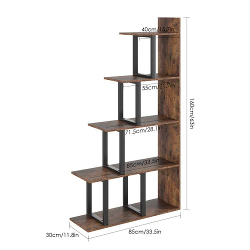Kedest 63'' H x 34.6'' W Step Bookcase Strong Durability & Stability