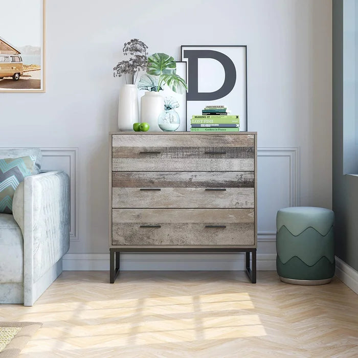 Distressed Finish Kedrian 3 Drawer 31.5'' W Chest Bring More Storage Space