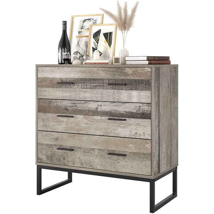 Distressed Finish Kedrian 3 Drawer 31.5'' W Chest Bring More Storage Space