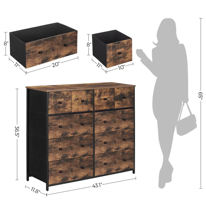Keelee 10 Drawer 43.1'' W Metal Frame for Sturdiness Easy to Move