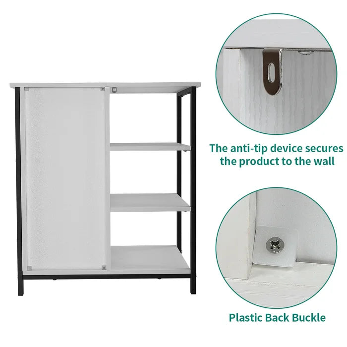 White Keevah 31.9'' Tall Iron 1 - Door Accent Cabinet Provides Additional Storage Space