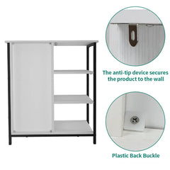 White Keevah 31.9'' Tall Iron 1 - Door Accent Cabinet Provides Additional Storage Space